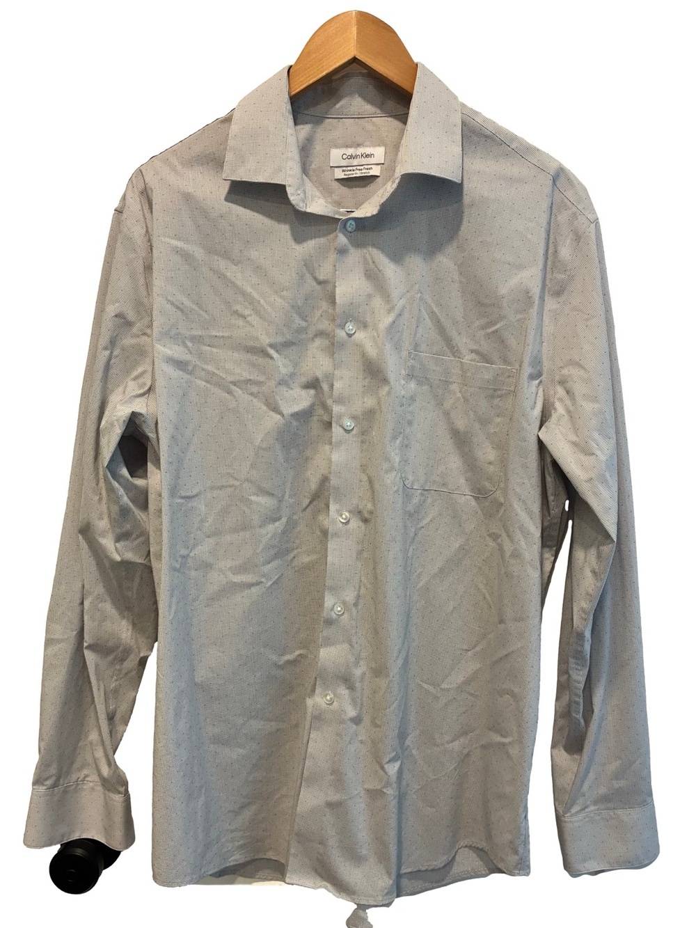 Calvin Klein Light Gray Microdot Dress Shirt men large